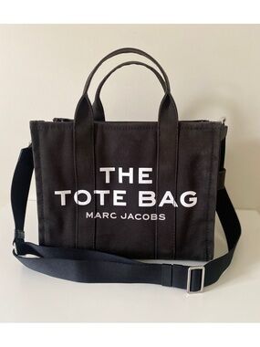 Marc Jacobs Medium Black Canvas 'The Tote Bag' with Shoulder Strap
